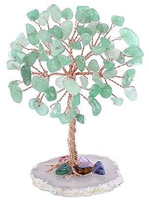 POFET Arbre de Vie Pierre Naturelle, Arbre de Cristal Cadeau Parfait d'ornement d'arbre de Cristal pour Chakra Reiki Gift Home Office Table Décoration Cadeau Ornement Sculpture