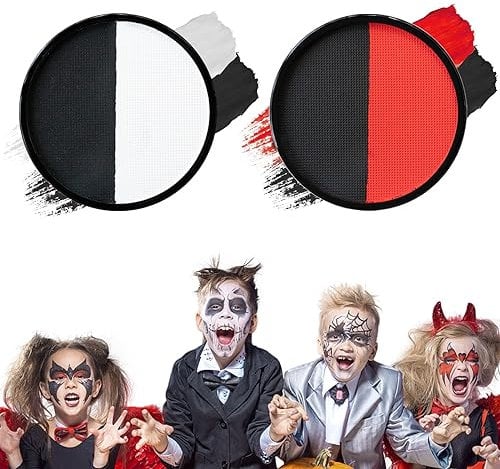 Peinture Visage, Noir Blanc Rouge Maquillage Clown Halloween Makeup de Maquillage pour le Visage et le Corps, Maquillage pour Carnaval, Halloween, Scène, Clown -2 x 30g
