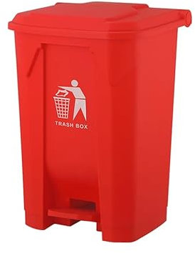 30L 50L 80L Recycling Dustbin Rubbish Pedal Bin Waste Trash Kitchen Indoor Outdoor Rubbish and Waste Bin with Pedal Home Office (30 Litre Red)