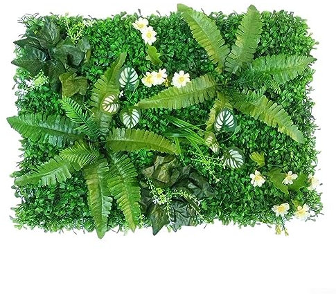 URPIZY Paneles de setos artificiales, pantalla de privacidad para vallas, hojas artificiales, telón de fondo de césped artificial, 40 x 60 cm, para decoración de pared de patio trasero (#1)