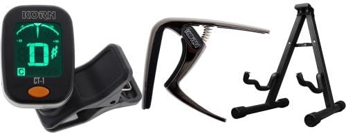 KORN Konzertgitarre Zubehörpaket Stand + Tuner + Kapodaster