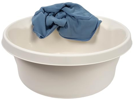 KADAX Matte Plastikwaschschüssel, Kunststoffschüssel, Runde Spülschüssel, Robuste Waschschüssel, Haushaltswasserschüssel für Badezimmer, Allzweck-Wanne (Creme, 14L)
