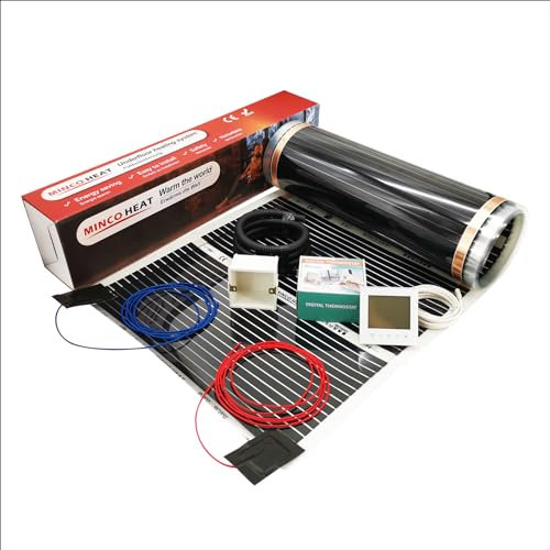 140w/m² Pre-attached Wire Heating Film and Wifi Thermostat Kits Flush Mount Boxes, Corrugated Pipe And 3metre TemperatureSensor (4m² film and wifi thermostat)