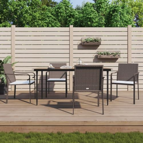 Camerina Gartenstühle mit Kissen 4 STK. Braun 56x59x84 cm Poly Rattan Rattansessel Sklum