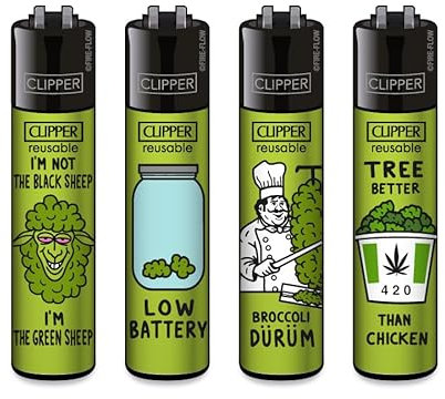 Clipper® Feuerzeuge - 4er Set + Crystal Balls (Think Green)