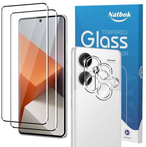 Natbok 2+2 Piezas Protector de Pantalla para Xiaomi Redmi Note 13 Pro Plus 5G con Protección de Cámara,Cristal Templado,Dureza 9H,Antihuellas,Sin Burbujas,Ultra Transparente Premium Vidrio Templado