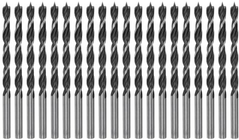 HARFINGTON 20pcs Brad Point Drill Bits 4.5mm(11/64) Dia Straight Round Shank Metric Brad Point Spiral Twist Drill Bits for Softwood Hardwood Plywood Plastic Rubber, Black
