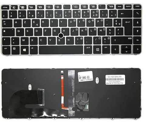 Clavier FRANÇAIS AZERTY pour HP ELITEBOOK 745 G3 / 745 G4 / 840 G3 / 840 G4 avec rétro-éclairage + TRACKPOINT