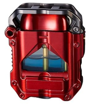 Steampunk-Kerosin-Feuerzeug, winddichtes Rad-Kerosin-Feuerzeug, mit blauem LED-Licht, sichtbarem Kraftstofffenster, mechanisches Neuheit-Technology-Sense-Feuerzeug (Color : Red)