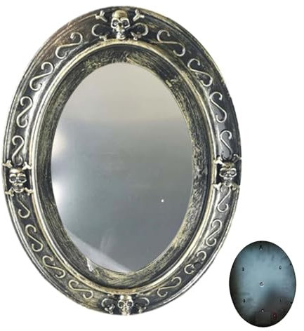 Gruseliger Spukspiegel, gruseliger Klang sprechender Spuk-ovaler Spiegel, Halloween-Grusel-Porträtspiegel, bewegungsaktiviert mit unheimlichen Effekten für Halloween-Dekorationen