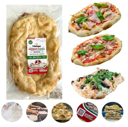 Mangià - Speedy Pinsa Prodotto Artigianale - Basi Pinsa Romana - Pizza Precotta: Box da 6/12/24 Basi - 3/6/12 CFZ - Lavorazione a Mano - Senza Conservanti - Pronta in 5 Minuti