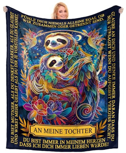 Einanmut Tochter Geschenke von Mama,Geschenk für Tochter, Geschenk Geburtstag Tochter von Mama Papa - Niedliche Faultier Decke, Beste Tochter Geschenk, Geburtstagsgeschenk Tochter