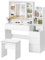 YITAHOME Dressing Table With Mirror and Stool, Vanity Makeup Desk White Bedroom Dressing Tables with LED Lights 5 Drawers, Power Outlet Adjustable Brightness, Modern Makeup Table