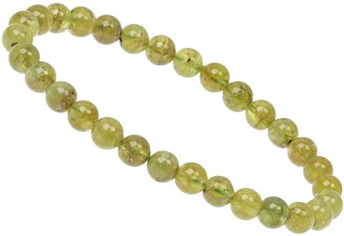 ELEDORO Echtes Peridot Armband 6mm Stretch, Grüner Edelstein, Eleganter Schmuck