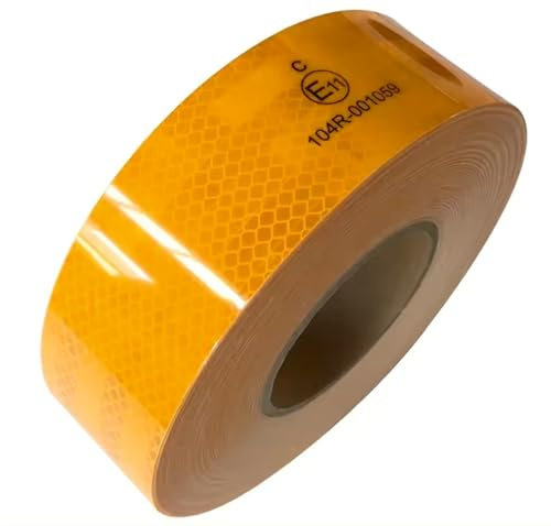 Diamond Grade Reflective Conspicuity Tape - Complies with UK Chapter 8 Legislation - 50mm Height - Ideal for Vans, Long Wheelbase Vans, Lorry Trucks, and Roads (Yellow, 15 Metres)