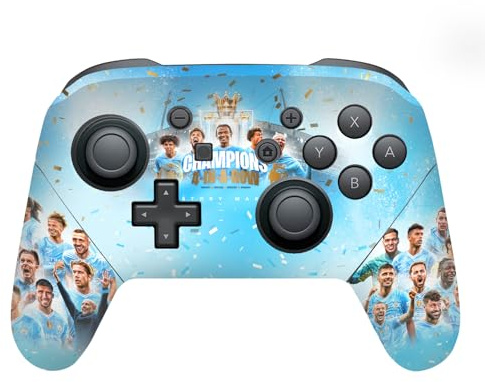 Head Case Designs Offizielle Manchester City Man City FC Team Plakat Meister 2024 Vinyl Haut Gaming Aufkleber Abziehbild Abdeckung kompatibel mit Nintendo Switch Pro Controller