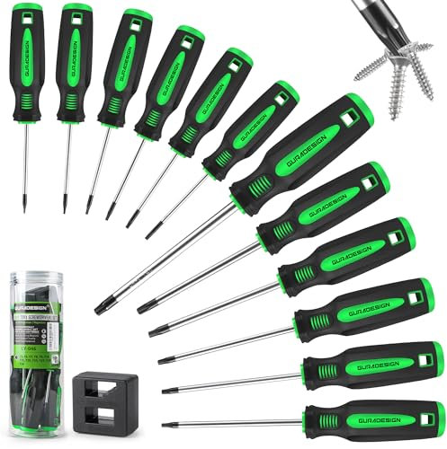 GURADESIGN 13-Piece Magnetic Torx Screwdriver Set,T5 -T40 Star Screwdrivers Set