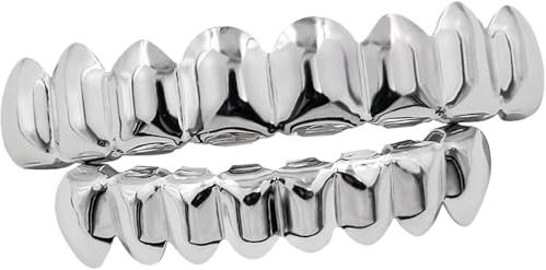 pistro Joker Grill 8 Zähne Oben und Unten Fake Mouth Grills für Halloween Kostüm, Realistische Zubehör für Cosplay und Partys