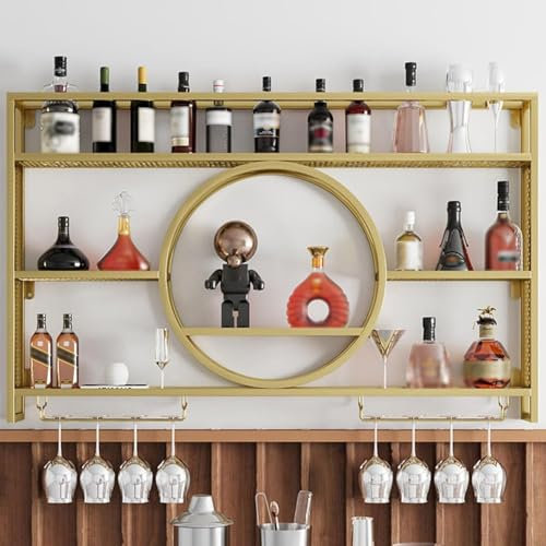 Botellero Pared,botellero Pared Negro De Vino Vertical Wine Rack Metal Mueble Para Vinoteca Barra Bar Cocina Botelleros Apilable(Size:100 * 15 * 80cm,Color:Oro)