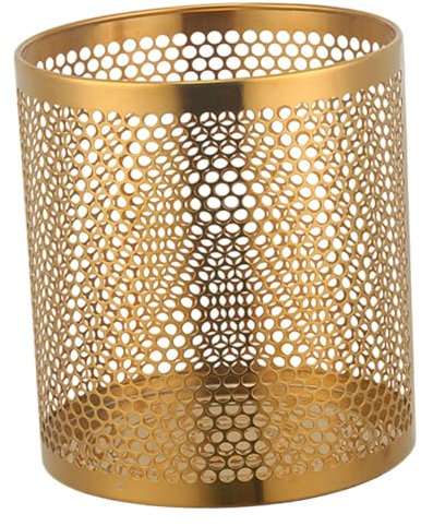 Sharplace Trash Can Hollow Wastebasket Large Capacity Multiuse Waste Paper Basket Trash Bin Garbage Bin for Living Room Dorm Study Room, Gold