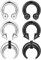 Longbeauty Septum Piercing Pincher Tapers 8G 6G 4G 2G Septum Stretching Kit C-Form Hufeisen Ohrmesser Ohrringe Nasenringe, 6 Pcs, 5MM