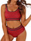 AI'MAGE Badeanzug Damen Sport Bauchweg Bikini Set High Waist Bikini-Sets Bademode Push Up Sportlich, Rot XXL