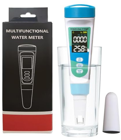 Metro pour la salinité pour l'aquarium - 4 testeurs sur 1 sel multifonctionnel pour piscine, réservoirs de poisson, aquarium, testeurs de sel de piscine | Kit de test de salinité de qualité d'avertiss