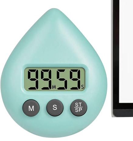 Temporizador Digital De Ducha Impermeable - Dispositivo De Temporización Compacto con Ventosa con Pantalla - Forma De Gota De Agua - Portátil Pequeño - para Cocina, Ducha, Aula, Trabajo Cocinar Leer