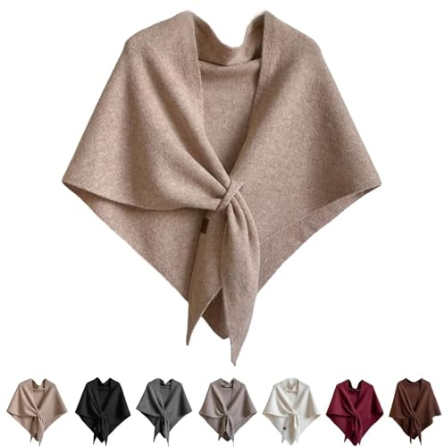 Pashmina Wraps for Women UK Pashmina Shawls and Wraps Women Knitted Cape Woolen Cashmere Shoulder Top Sweater Shawl Oversized Scarf 2025 Womens Casual Open Front Lightweight Wool Cardigans with Loop