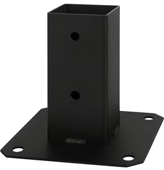 ADGO - Aufschraubhülse - Pfostenträger zum Aufschrauben 60x60 - Feuerverzinkt, Schwarz - Balkenschuh, Pfostenschuh, Holzbalken Halterung, Metallfuss für Zaunpfosten - für Garten, Terrasse, Zaun
