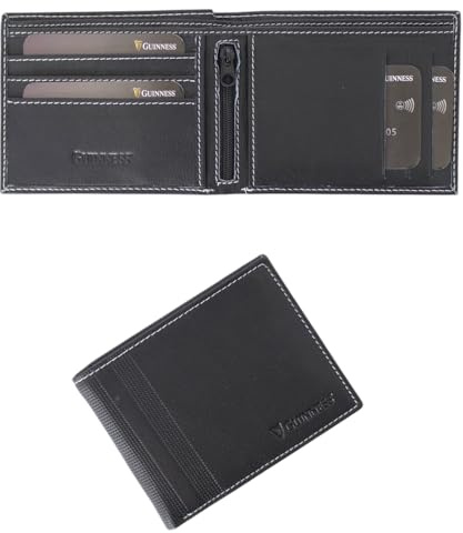 Guinness® Men’s Leather Wallet – RFID Blocking Bifold with Zipped Coin Pocket, 6 Card Slots & Note Compartments – Official Licensed Guinness® Merchandise