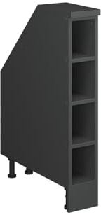 Vicco Küchenschrank für Dachschrägen R-Line, Anthrazit, 15 cm | Offener Stauraum · Extra Tiefe – 60 cm · Höhenverstellbare Füße · 3 Einlegeböden · ✓ Frei kombinierbar