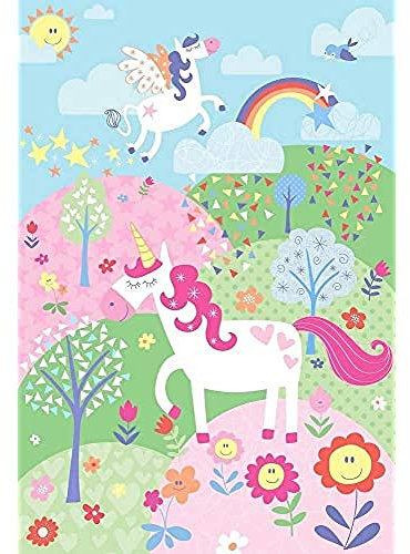 Kids Unicorn Wall Mural - Pink - Adaptable Wall Paste Application - Paste Included - 158 x 232cm (62 x 91 inches) - Made by Riva Paoletti - Designed in the UK
