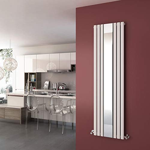 ELEGANT 1800 x 499 mm Vertical Mirror Radiator Designer Oval Column Panel Central Heating Radiators (White)