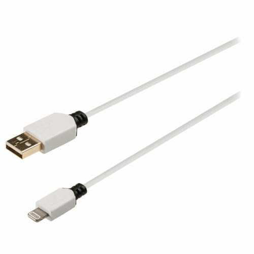Nedis - USB-Kabel - USB 2.0 - Apple Lightning 8-Pin - A Stecker - 480 Mbps - 12 W - Vergoldet - 1 m - rund - PVC - Weiss/Grau