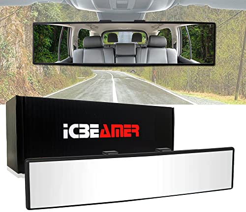 ICBEAMER Universal-Panorama-Auto-Innenspiegel, 240 mm, zum Anklippen, flache und transparente Oberfläche, 23,9 cm