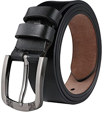 TEAMMAO Gürtel Damen Ledergürtel Taillengürtel 110-180CM Normal und Große Größe Damengürtel Arbeits Jeans Gürtel 35MM Breite mit Geschenkbox.(Schwarz,Taille 108-113cm (Gesamtlänge 130cm))