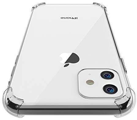 OWM Clear iPhone 11 Case Shockproof Protective Clear Hard Shell Rugged Silicone Bumper + [Tempered Glass Screen Protector] Anti-Yellow Slim Phone Case Cover for iPhone 11 (2019) - Hard Back