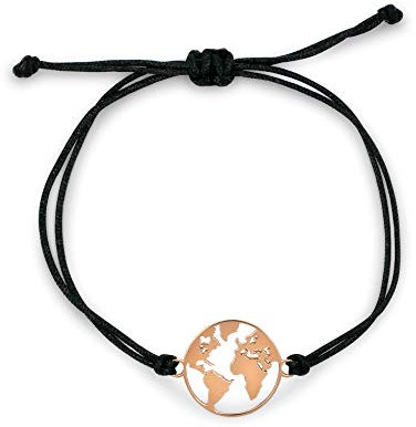 Nuoli® Weltkugel Armband Rosegold (verstellbar bis 20cm) Armkette für Frauen & Mädchen, Welt Armband Damen Gold