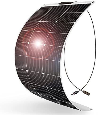 DOKIO Panel Solar Flexible 100W 12V Placa Solar Monocristalina Ligereza ideal para RV, Barco, Camping, Caravana