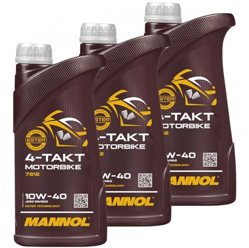 Motoröl Motorbike 4-Takt SAE 10W-40 MANNOL API SL 3 X 1 Liter für Aprilia ATU BM W Cagiva Ducati Gilera Hon da Hyosung Italjet Kawasa ki KT M Kymco MBK Moto Guzzi MZ/MUZ PGO Suzu ki Yamaha
