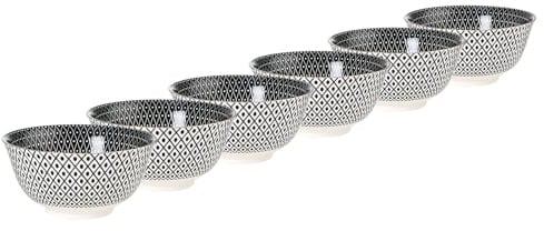 BUTLERS 6er-Set Schalen Porzellan - ORNAMENTS - | Farbe Schwarz - 520 ml - Müslischalen für Müsli & Obst - Suppenschalen für Suppen & Salate