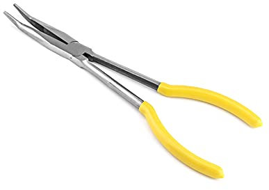 QWORK Pinza A Becco Curvo, 25 °, con impugnatura antiscivolo per la riparazione di piccoli spazi, 280mm / 11