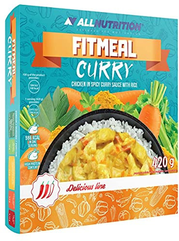 ALLNUTRITION FITMEAL Gesundes Fertiggericht - Schnelle Einfache Zubereitung Haltbar Ohne Konservierungsstoffe - Ohne Kühlung Leckere Füllung Fit Kalorienarm - 420 g Curry