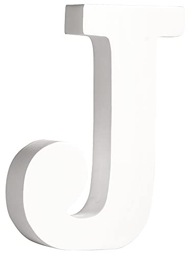 WOOOOZY MDF Holz Buchstabe 11cm, J, weiß, 3D-Buchstabe, bemalbar und gestaltbar, für Wand- und Raumdeko