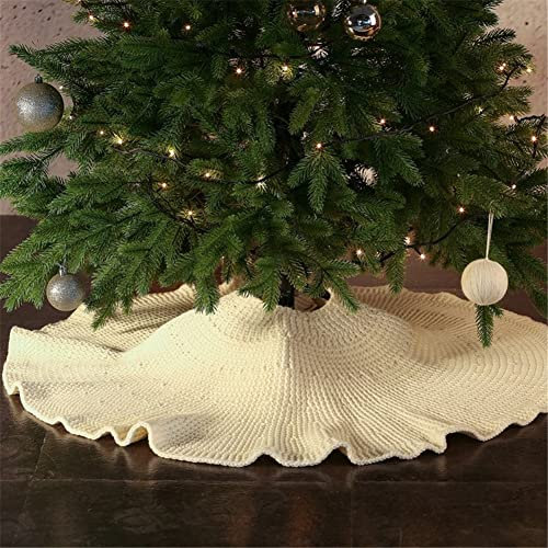Mateju Weihnachtsbaum Rock Weihnachtsbaumdecke Rund Decke Groß Christbaumdecke Christbaumständer Teppich Baumdecke Weihnachtsbaum Deko für Weihnachten Neujahr Party Dekoration (Beige,36 Zoll/92CM)