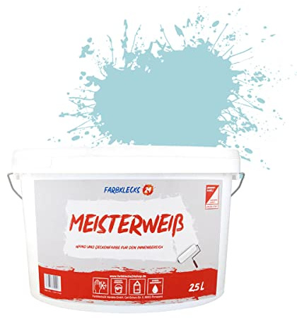 Farbklecks24 Meisterweiß Color, Wandfarbe Blau 6-2 (2,5L),(versch. Farben),hohe Deckkraft