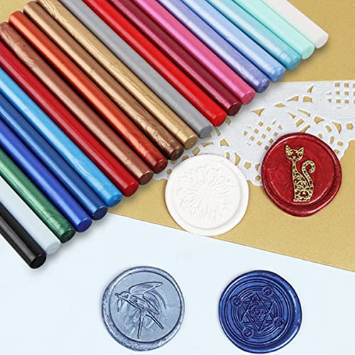 Siegelwachsstäbchen, Hillylolly 20 Stück Siegelwachsstäbchen, 7 mm, Klebestift, farbige Wachsstäbchen, für Hochzeitseinladungen, Umschläge, Schneckenpost, Geschenk
