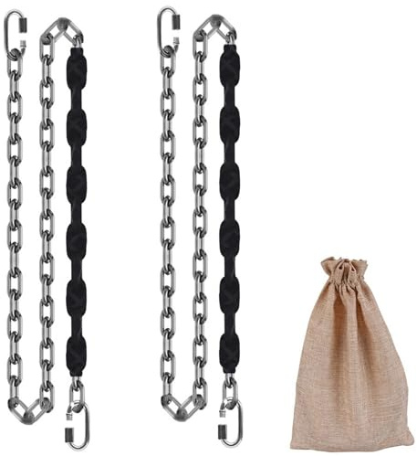 Dakzhou 2 Edelstahlketten (213,4 cm) Schwingketten, robuste Schaukel-Hardware, 4 Schnellverbindungsschnallen, Spielplatz-Schaukeln, Hängematten, Sandsäcke, 453,6 kg Kapazität, Silber