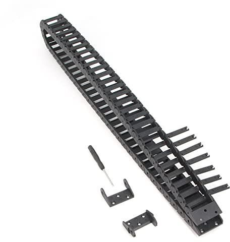 Zeberoxyz 10x30mm Schleppkettenlänge 1Meter Offener Schwarzer Kunststoff flexibler Kabelträger R18 mit 1Kit Endverbindern für 3D-Drucker und CNC-Maschinen